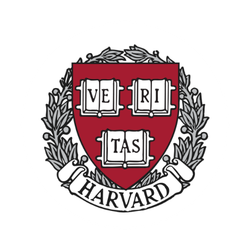 Harvard University shield with three open books and laurel wreath design.