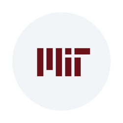 MIT logo with stylized red letters on a white circular background.