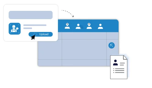 Face framed by recognition brackets with a green check, alongside an info bubble labeling John Doe as security contract staff.