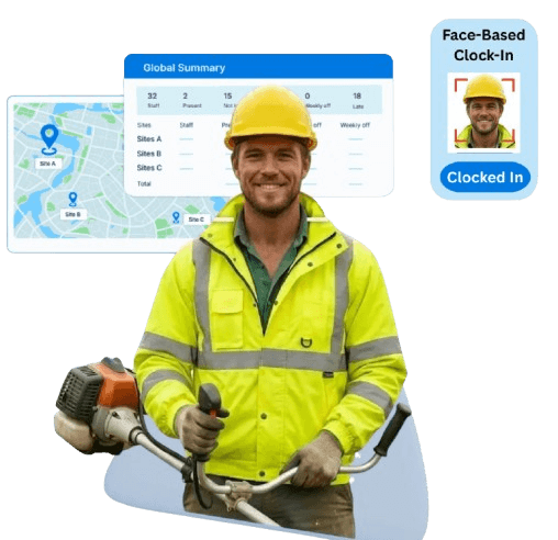 Landscaping crew using Truein time tracking software