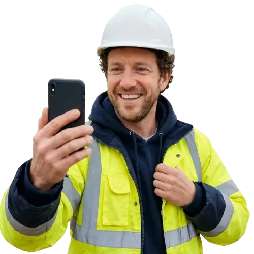 Worker marking his attendance using face recognition