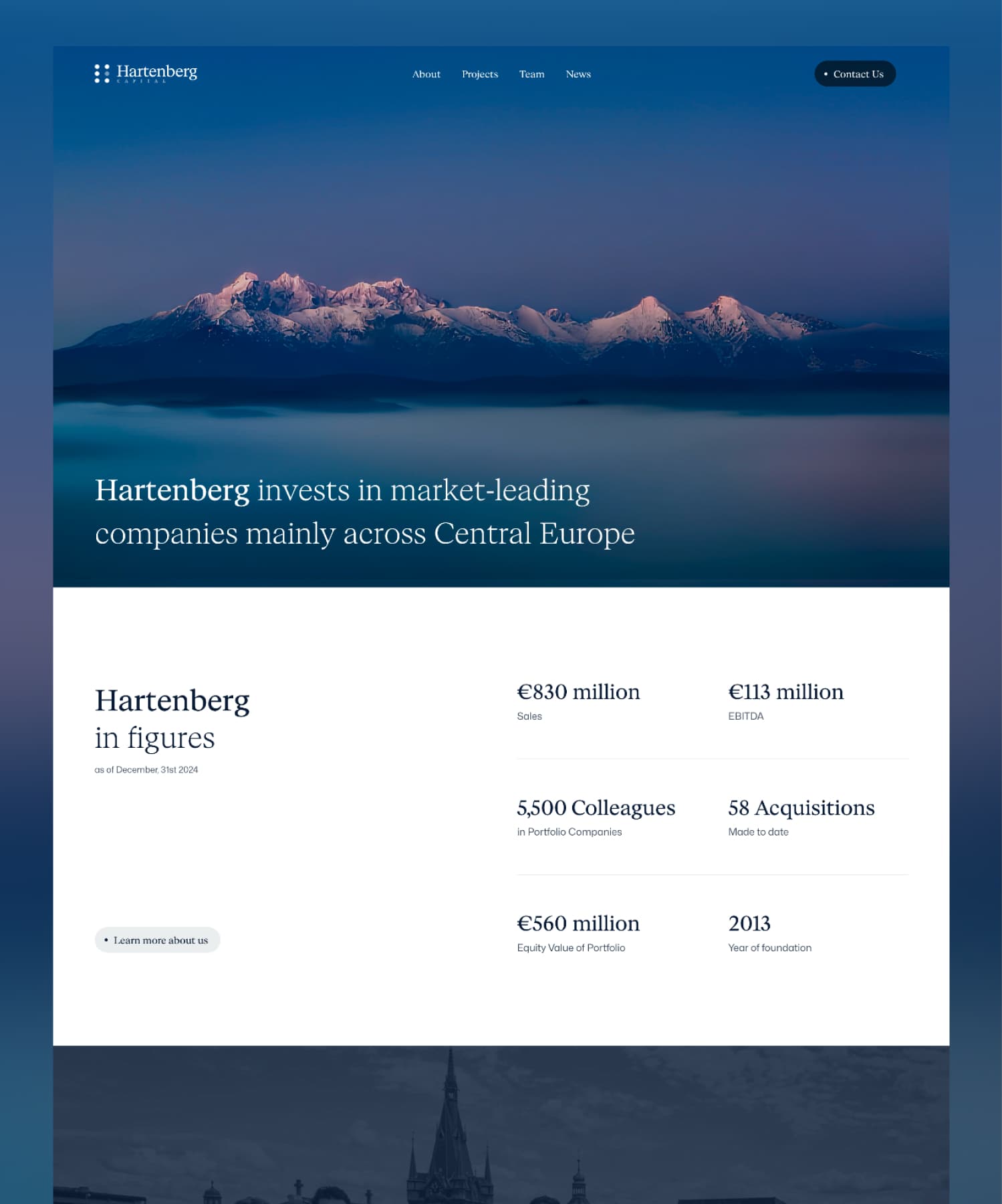Webflow vývoj pro investiční skupinu se zaměřením na střední Evropu.