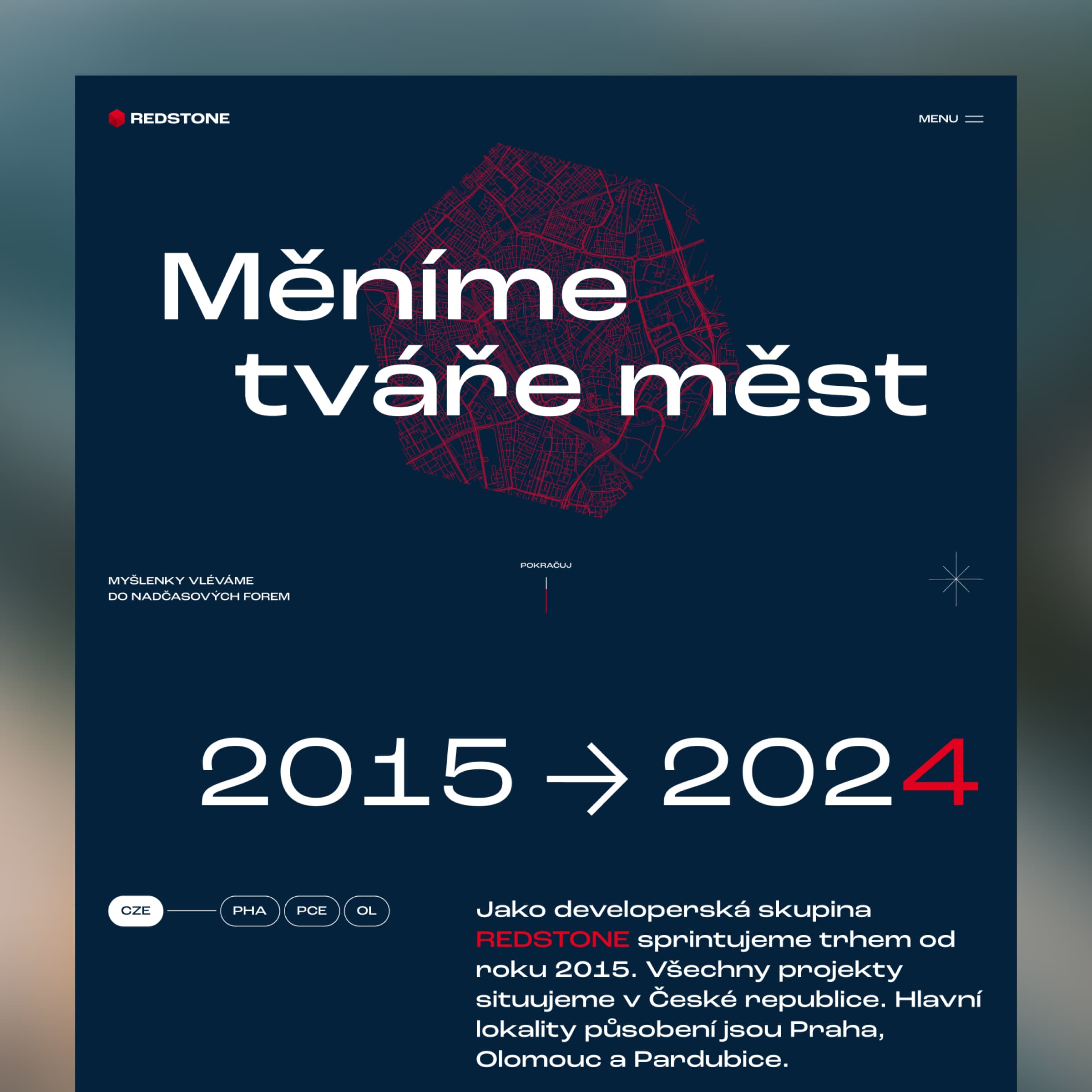Redstone Group - UI/UX design a Webflow vývoj pro developerskou a investiční společnost