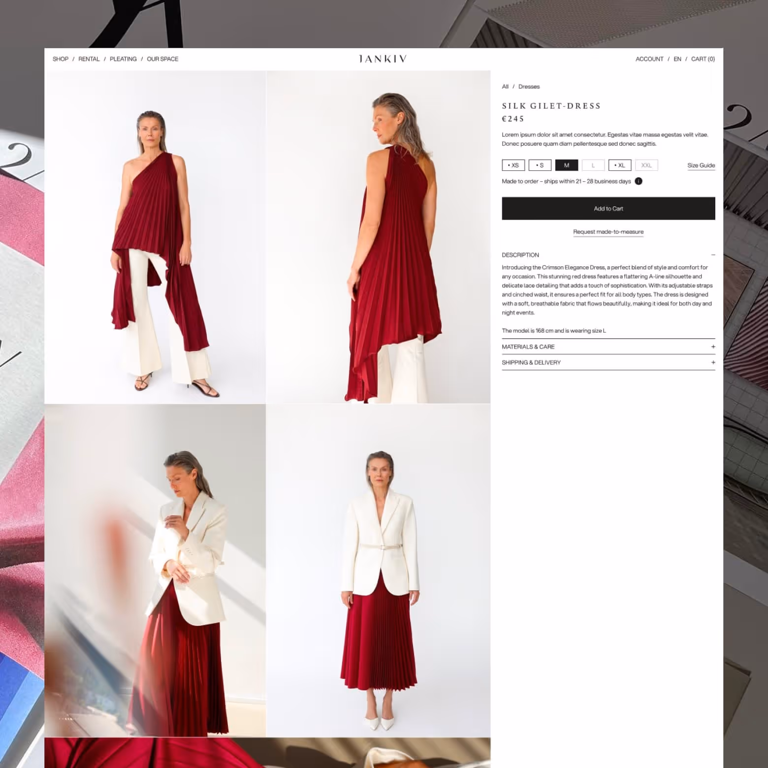 JANKIV - UI/UX design a Webflow vývoj pro slovenský módní ateliér ruční plisé