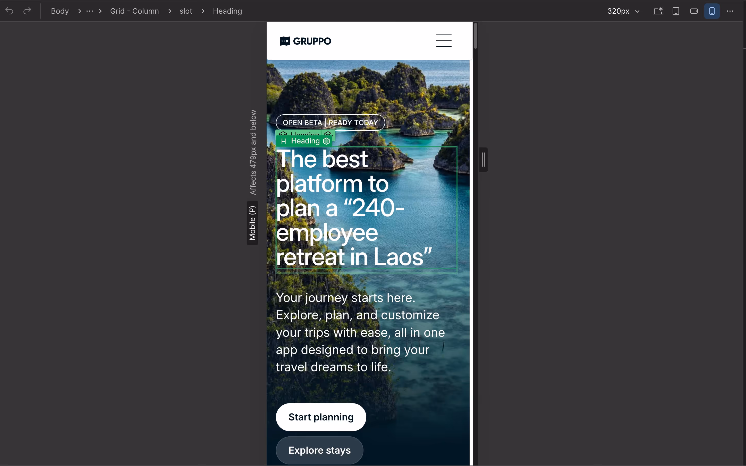 Responzivní zobrazení v rámci Webflow