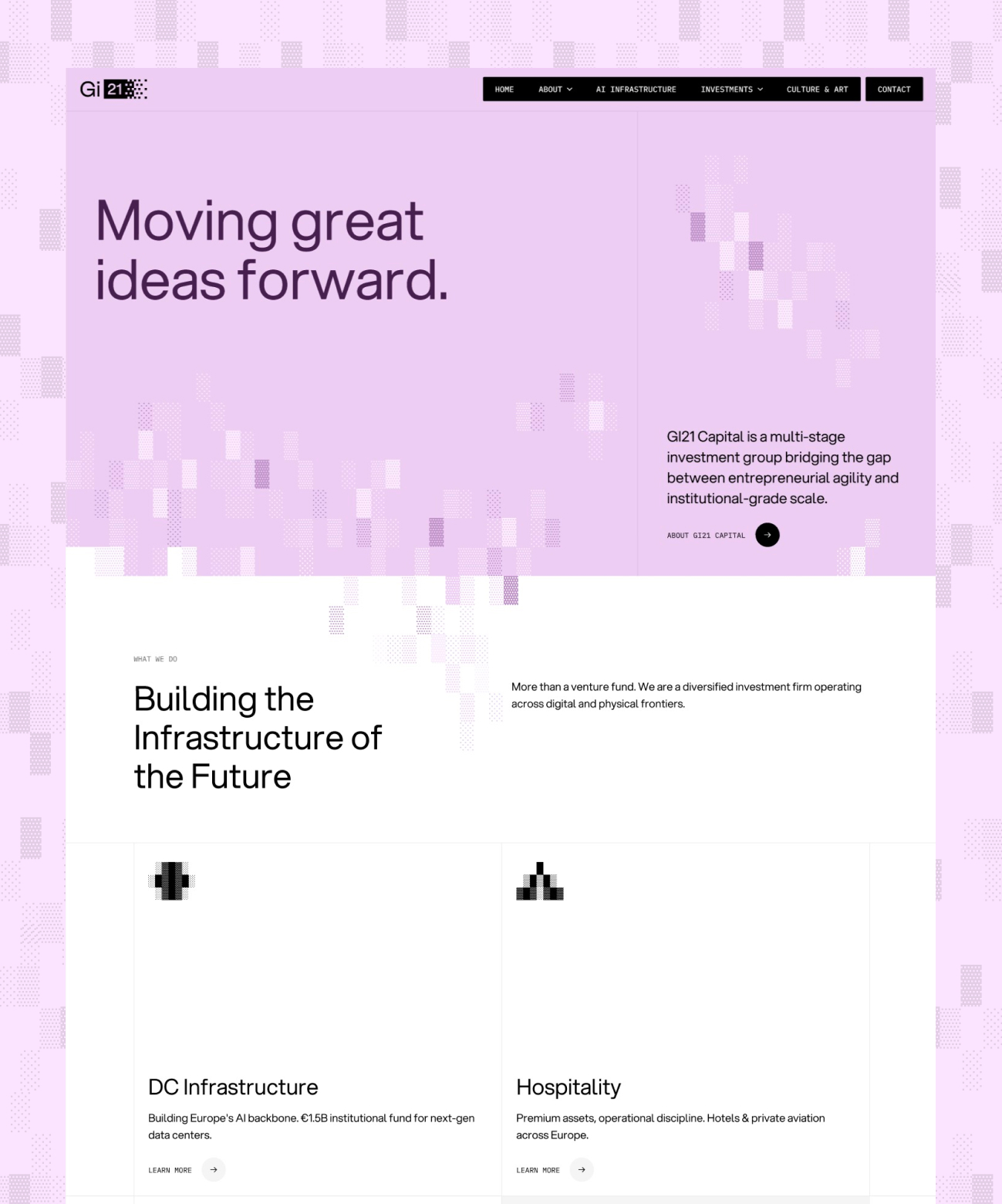 Gi21 Capital – Webflow vývoj pro mezinárodní investiční skupinu