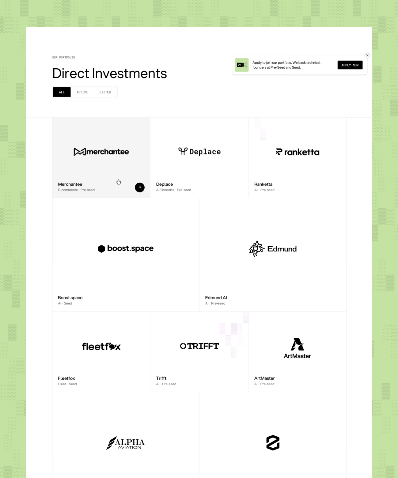 Gi21 Capital – Webflow vývoj pro mezinárodní investiční skupinu