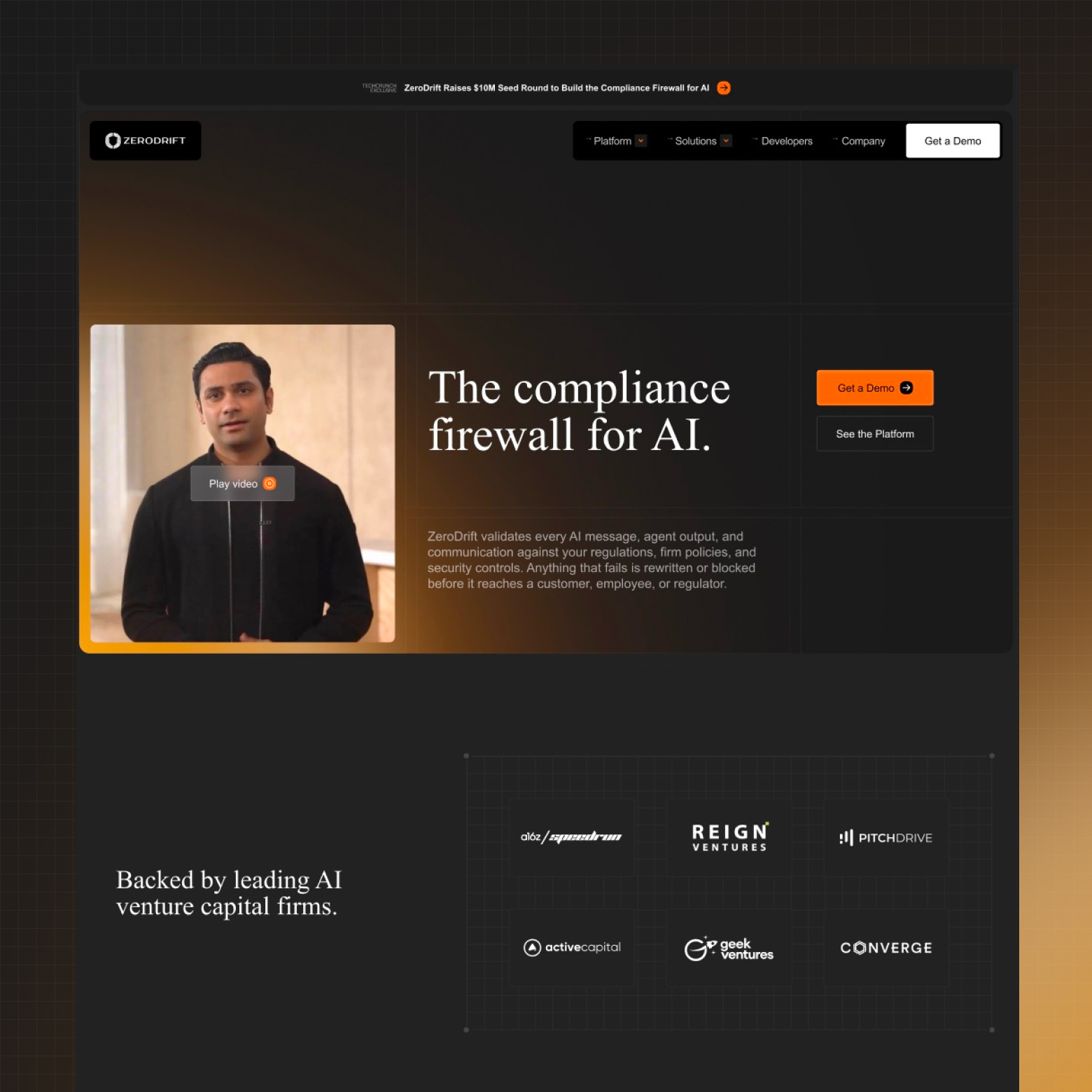 ZeroDrift - Webflow vývoj pro AI compliance startup