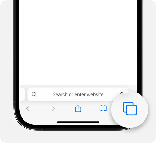 Tap the Tabs button (looks like two overlapping squares) at the bottom right.