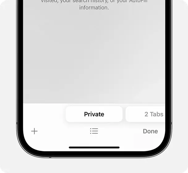 If you’re in Private Browsing, the group "Private" will be highlighted in bold text.