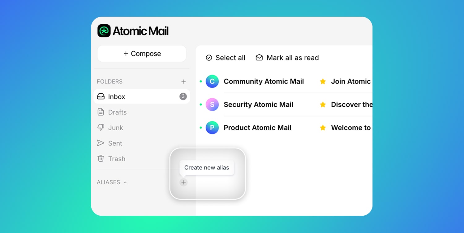 How to create a free email alias in Atomic Mail