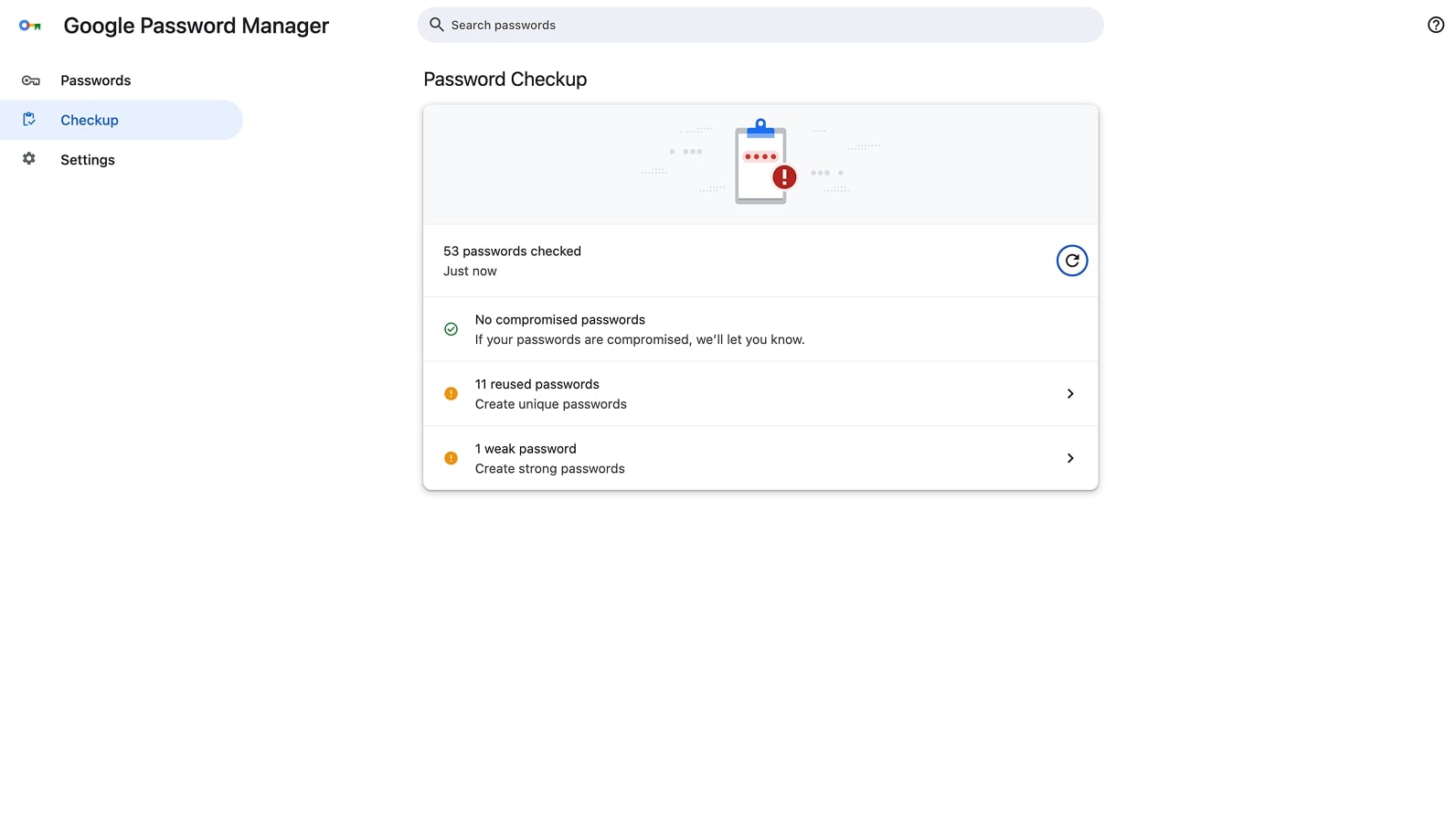Password checkup