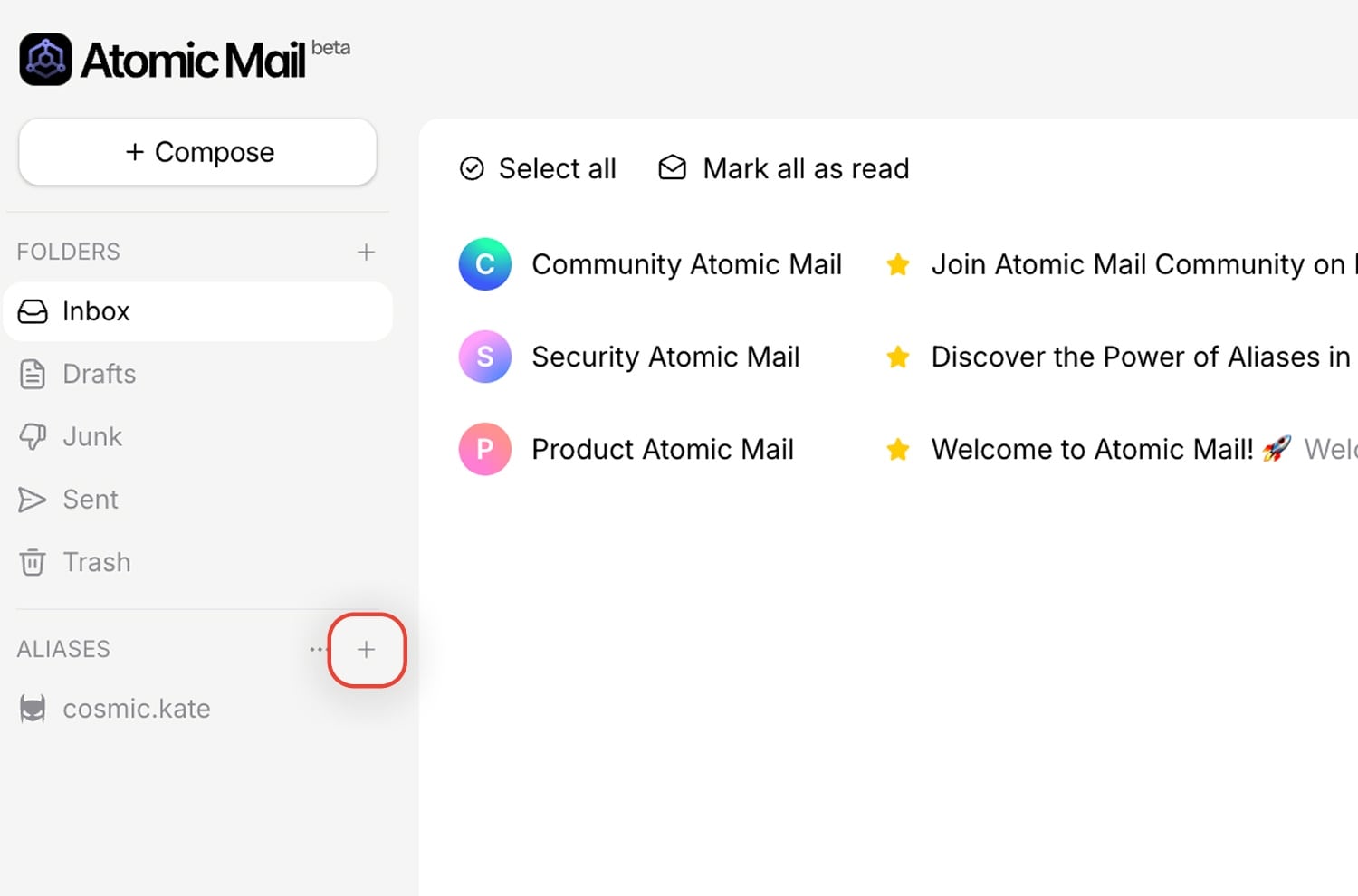 In Aliases (left side), tap “+” Create new alias