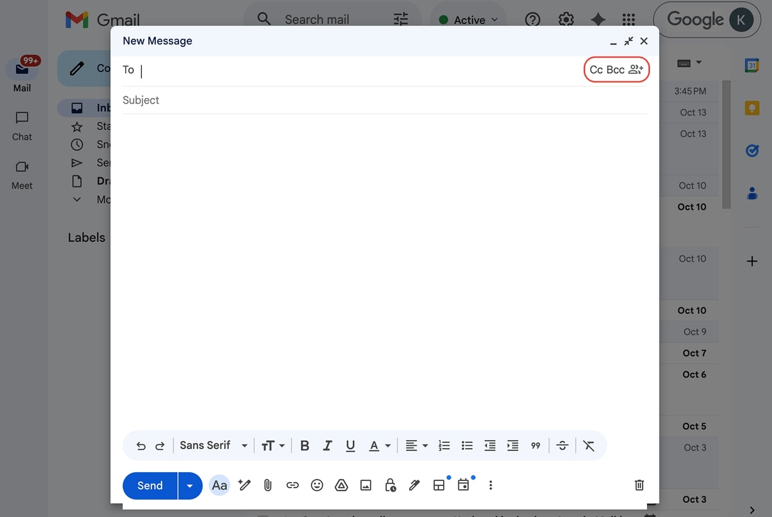 How to use CC and BCC email in Gmail