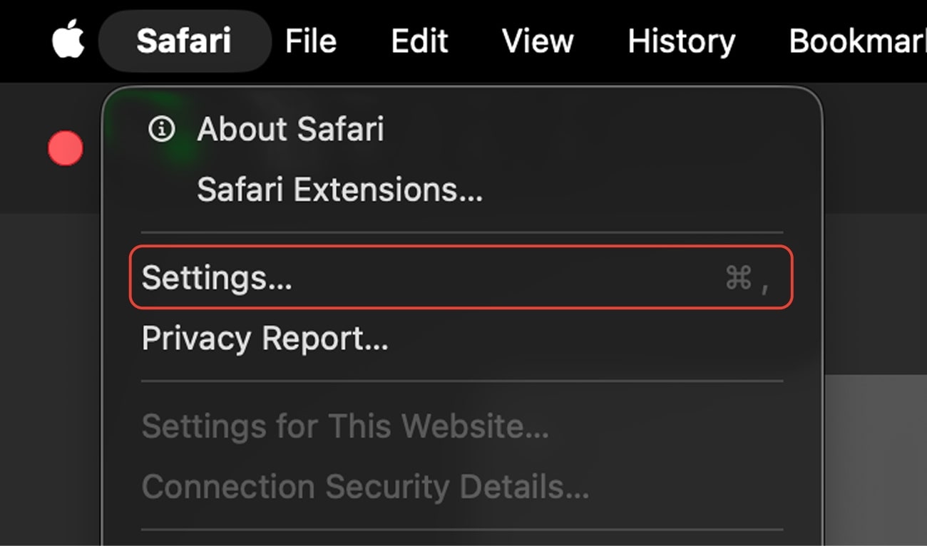 Safari → Settings