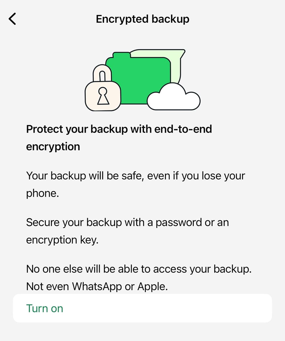 Passkey for encrypted cloud backups