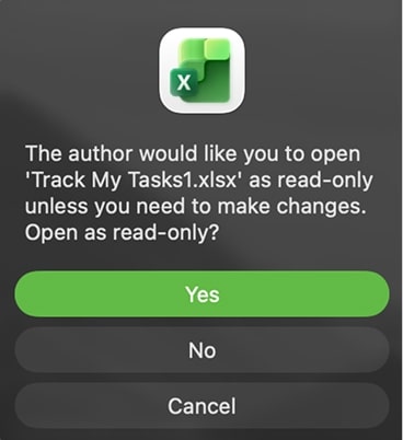 tick Read‑only recommended so openers see a prompt that the author prefers read‑only.