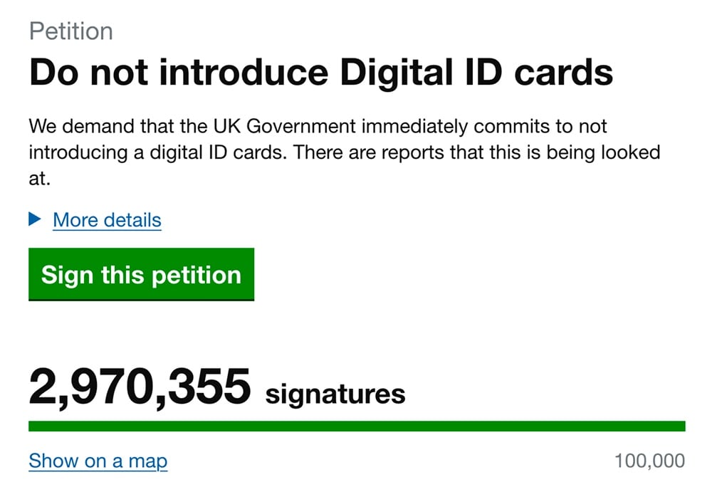 Petition – Do not introduce Digital ID cards