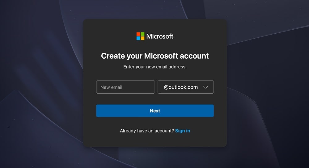Create a new Outlook.com email account