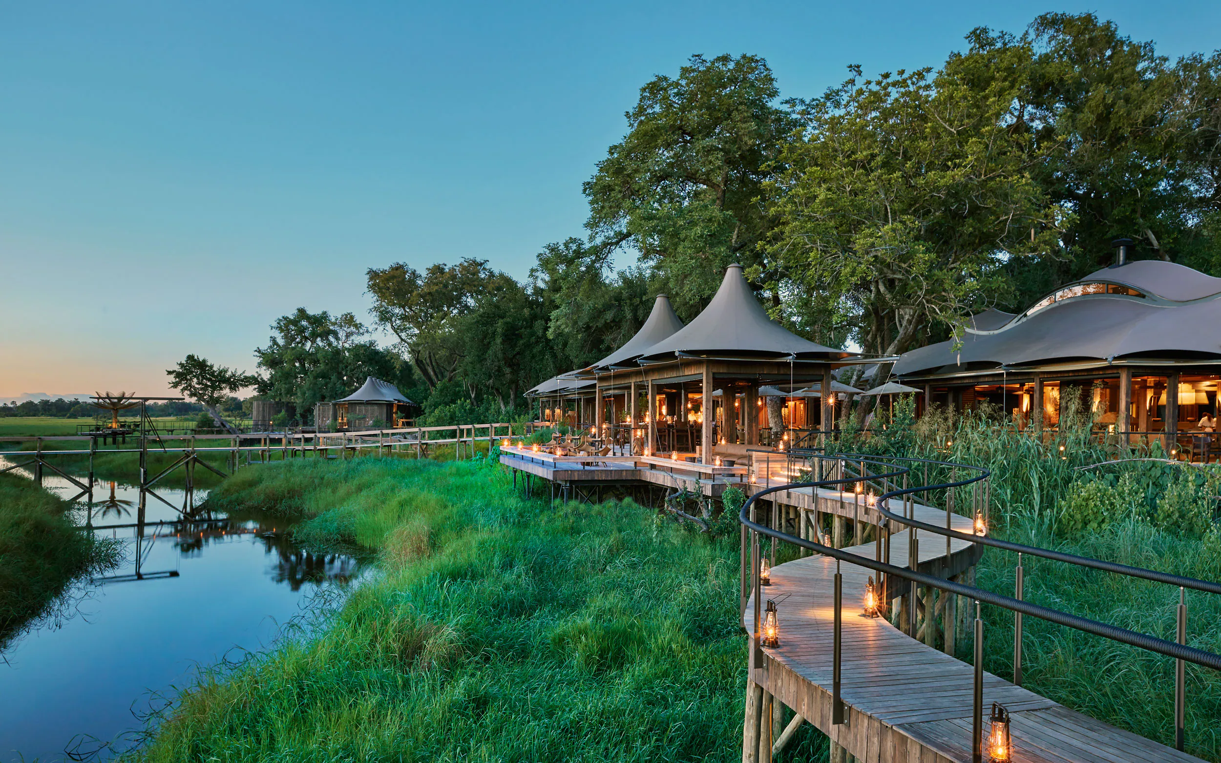 Luxury safari at Xigera Safari Lodge in the Okavango Delta in Botswana.