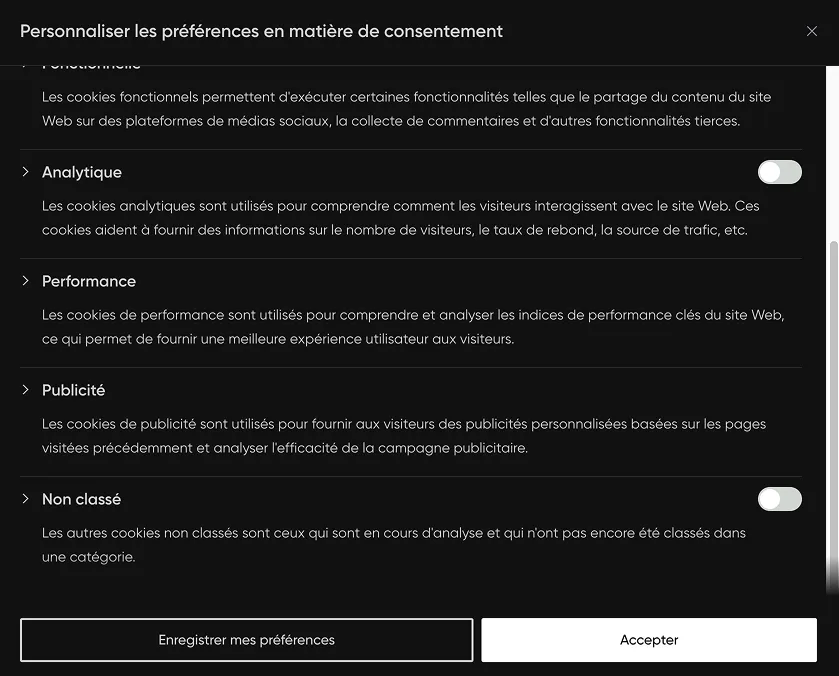 exemple de banniere cookie