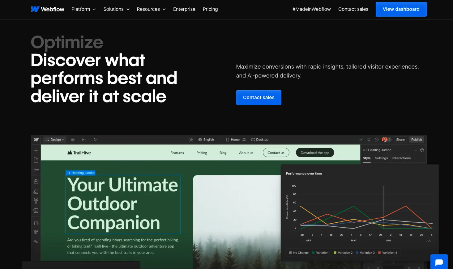 Aperçu de Webflow optimize