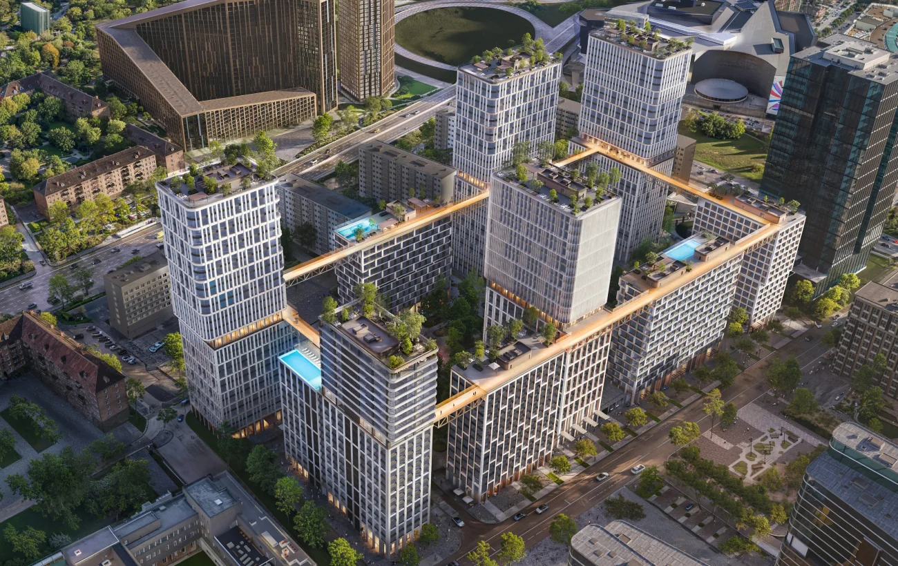 ЖК «Біоритм» з висоти: дев'ять будинків, тераса SkyRytm і басейни на дахах