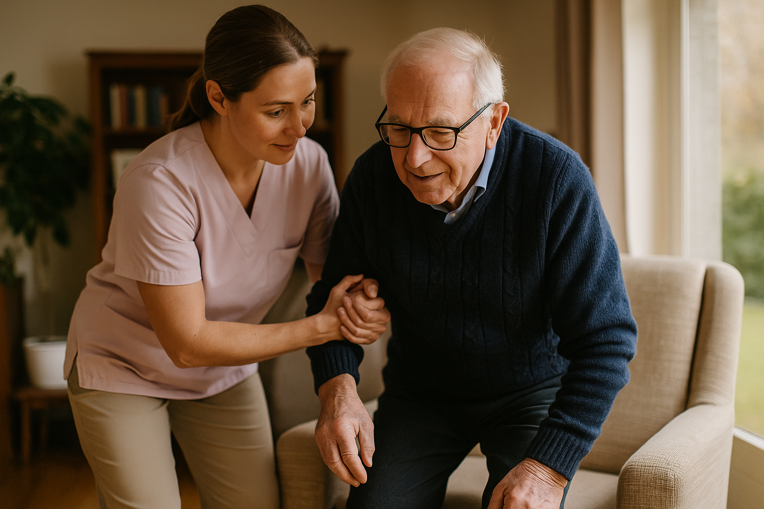Un jeune parlant avec deux seniors