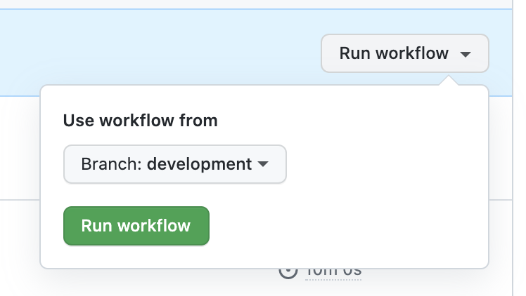 Choose base branch and run workflow