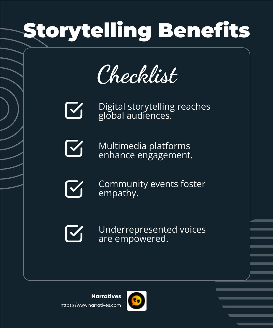 Community engagement in storytelling - storytelling in New York infographic checklist-dark-blue Community engagement in storytelling - storytelling in New York infographic checklist-dark-blue