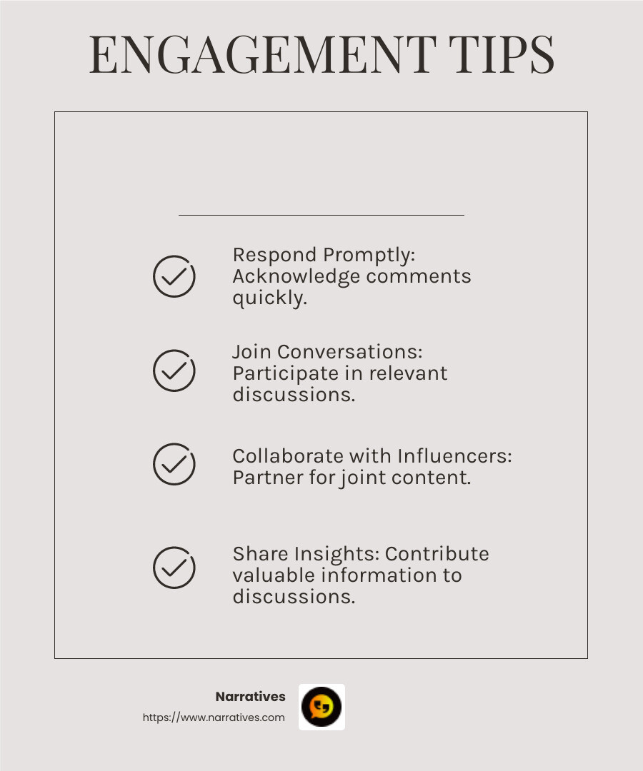 Engagement is key to building a community around your brand. - social media marketing for lawyers infographic checklist-light-beige