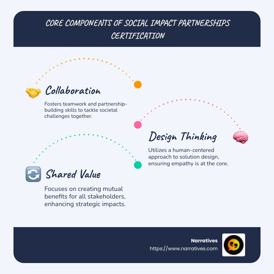 Components of Social Impact Partnerships Certification - social impact partnerships certificate infographic infographic-line-3-steps-blues-accent_colors