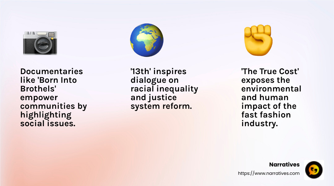 Documentary impact on social issues - examples of non for profit films infographic 3_facts_emoji_light-gradient
