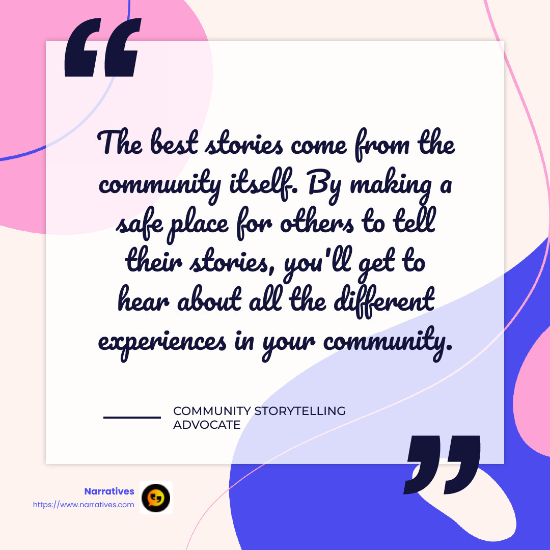 Quote on storytelling - community storytelling strategies infographic simple-quote-colorful Quote on storytelling - community storytelling strategies infographic simple-quote-colorful