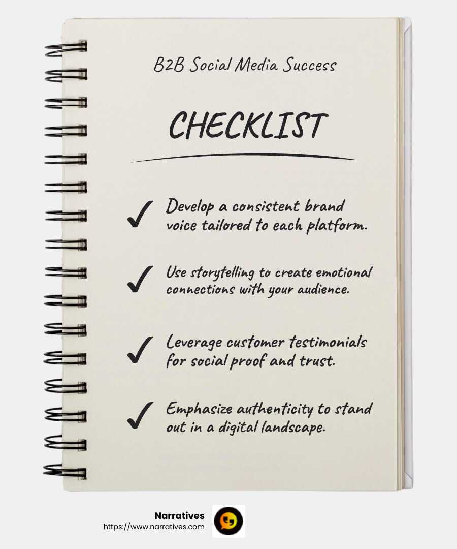 Authenticity in social media marketing - social media marketing b2b infographic checklist-notebook