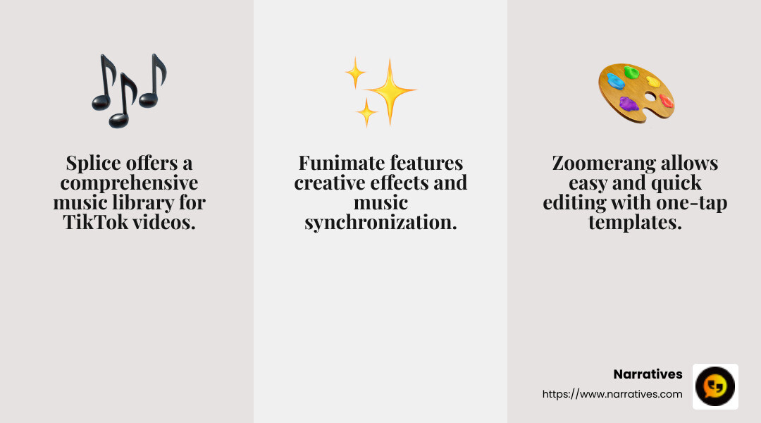 Top 12 TikTok Video Editors - best app for creating tiktok videos infographic 3_facts_emoji_grey