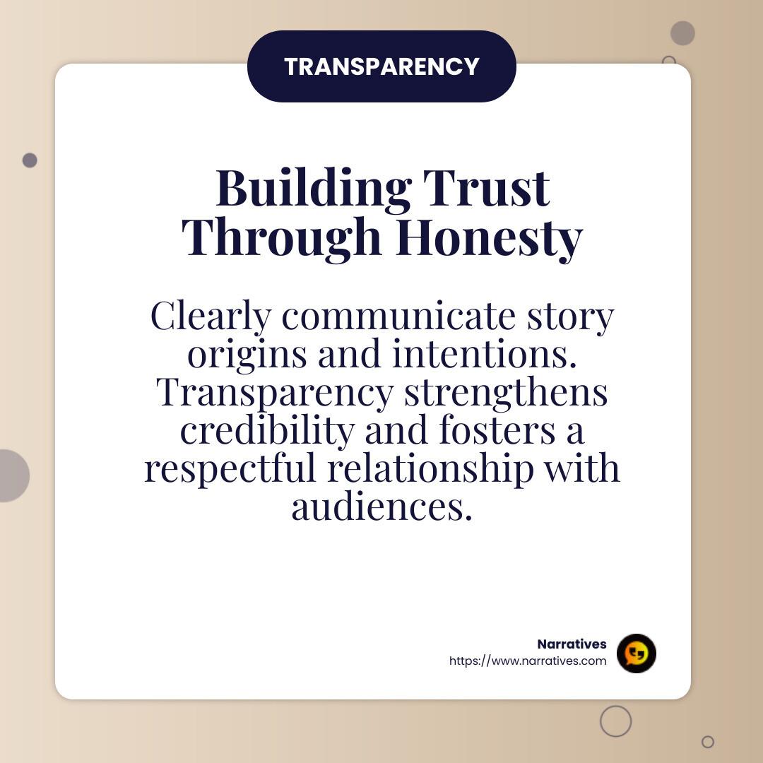 Transparency builds trust between storytellers and audiences. - ethical storytelling practices infographic simple-info-card Transparency builds trust between storytellers and audiences. - ethical storytelling practices infographic simple-info-card