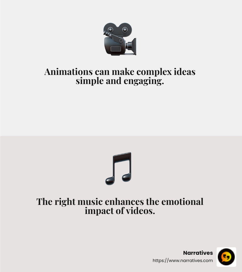 Incorporating voiceovers and music improves video engagement - make informative videos infographic 2_facts_emoji_grey