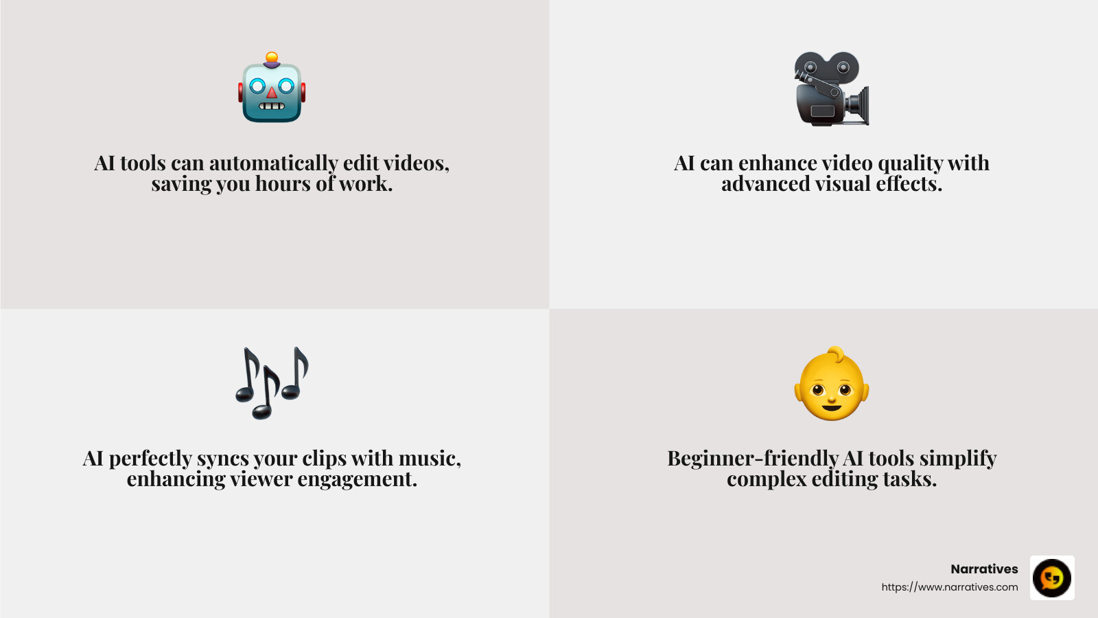 AI video creation tools can save time and improve content quality. - easy tiktok videos to make infographic 4_facts_emoji_grey AI video creation tools can save time and improve content quality. - easy tiktok videos to make infographic 4_facts_emoji_grey