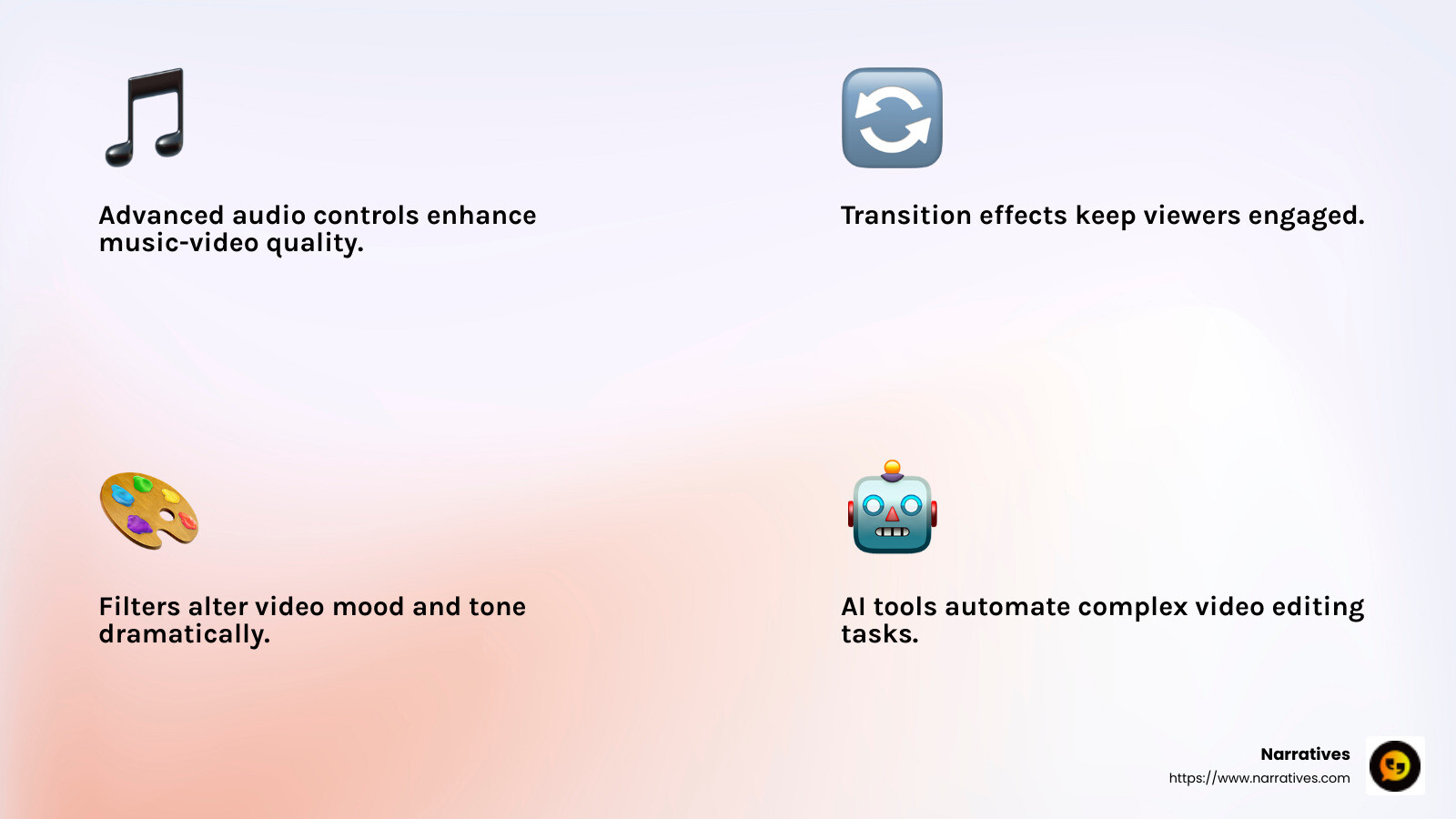 AI tools in video editing - best music video creator app infographic 4_facts_emoji_light-gradient AI tools in video editing - best music video creator app infographic 4_facts_emoji_light-gradient
