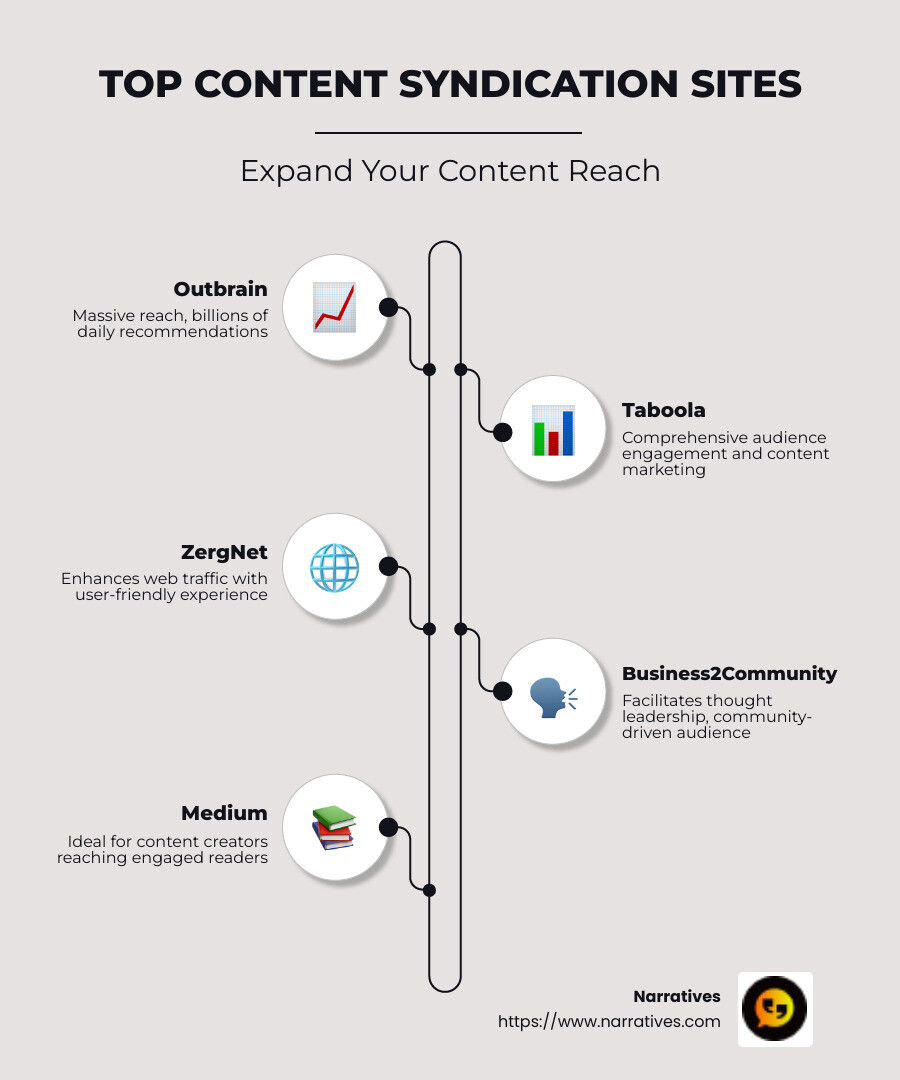 Infographic on Content Syndication Sites - content syndication sites infographic infographic-line-5-steps-neat_beige