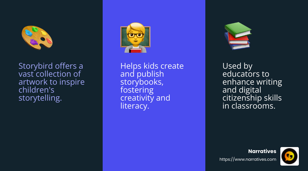 Storybird helps kids create, publish storybooks - story making apps infographic 3_facts_emoji_blue