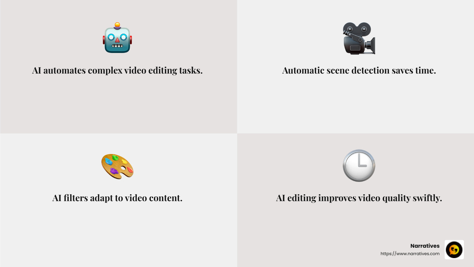 AI-driven editing tools can significantly improve your video quality by automating complex tasks. - best short video creator app infographic 4_facts_emoji_grey