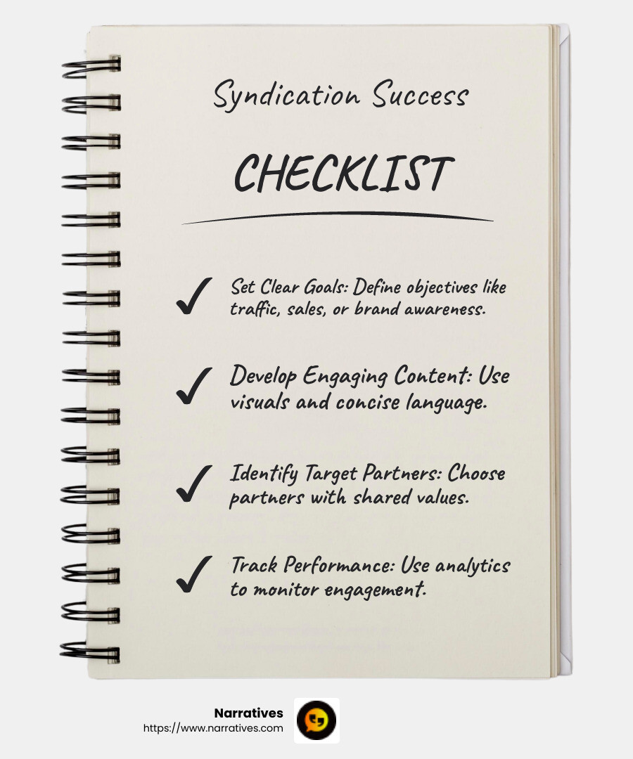 Performance tracking is key to understanding the impact of your syndication efforts. - content syndication ecommerce infographic checklist-notebook Performance tracking is key to understanding the impact of your syndication efforts. - content syndication ecommerce infographic checklist-notebook