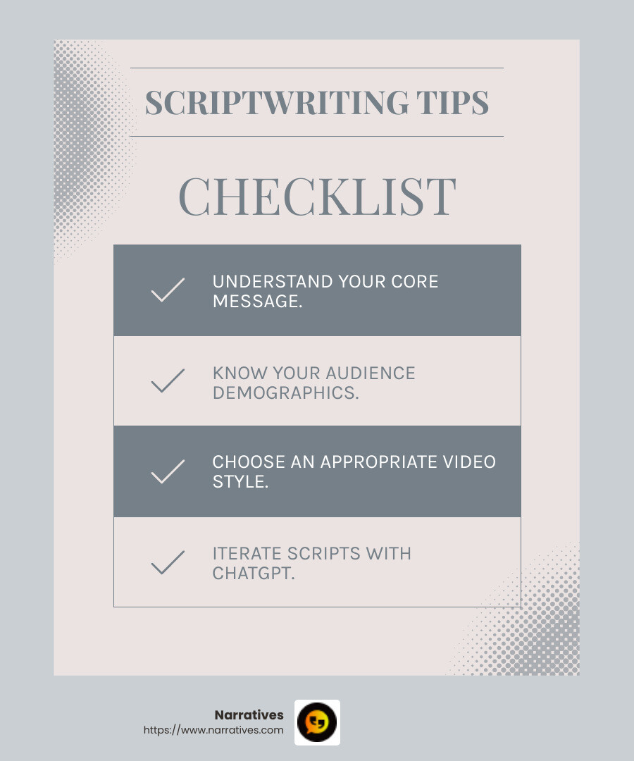 Using ChatGPT for Video Scriptwriting - how to use chatgpt for content creation videos infographic checklist-light-blue-grey