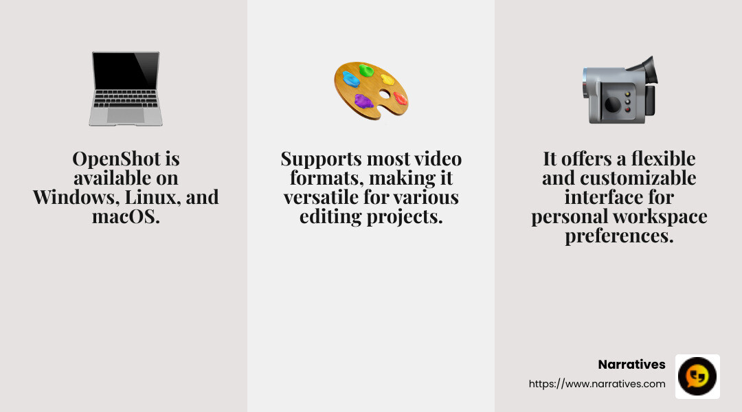 OpenShot is capable of handling most video formats, making it a versatile choice for editors - video editing software infographic 3_facts_emoji_grey OpenShot is capable of handling most video formats, making it a versatile choice for editors - video editing software infographic 3_facts_emoji_grey