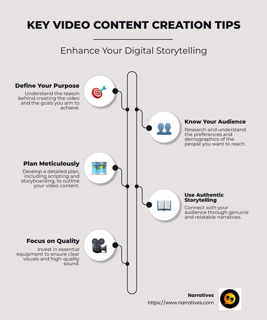 Infographic on Video Content Creation Tips - Video content creation tips infographic infographic-line-5-steps-neat_beige
