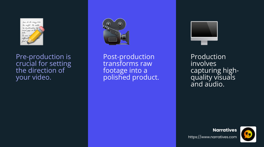 Video production stages - what is video content creation infographic 3_facts_emoji_blue
