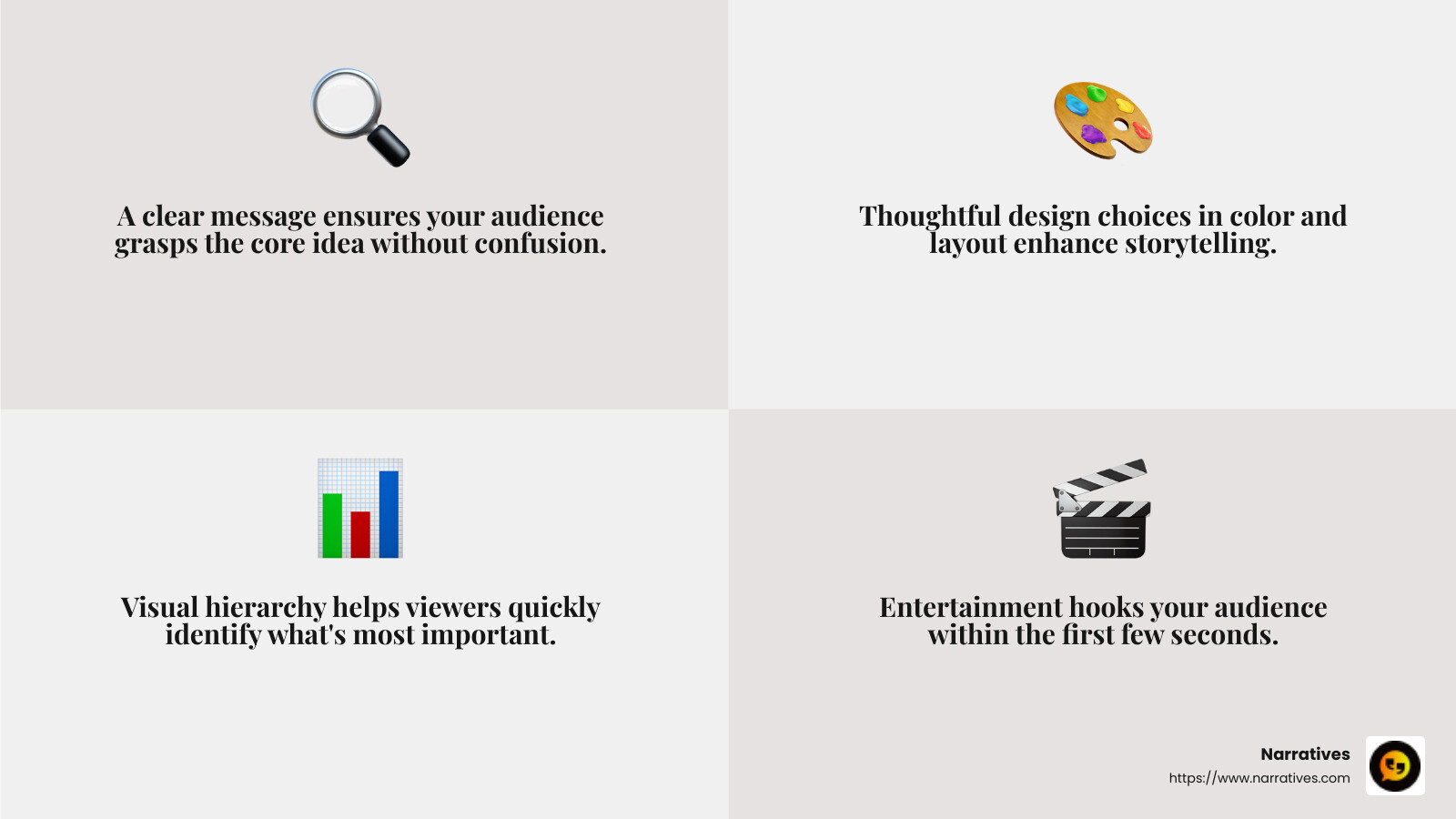 A clear subject in storytelling ensures the narrative is focused and engaging. - Creative video storytelling infographic 4_facts_emoji_grey A clear subject in storytelling ensures the narrative is focused and engaging. - Creative video storytelling infographic 4_facts_emoji_grey