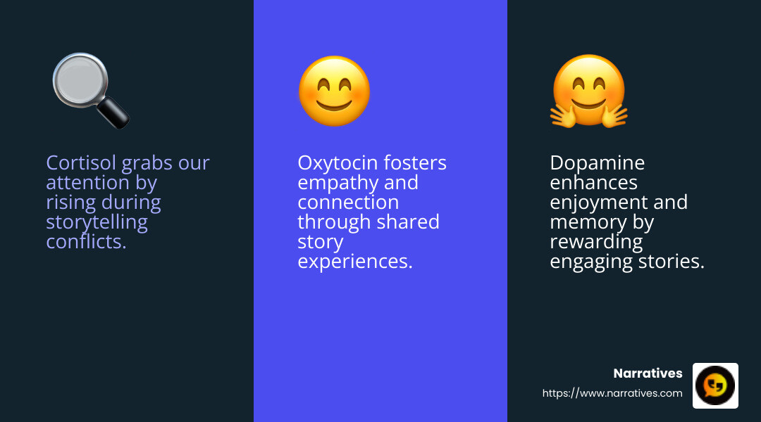 Dopamine helps regulate our emotional responses, keeping us engaged - Connect with storytelling infographic 3_facts_emoji_blue
